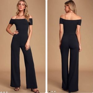Lulus black off the shoulder jumpsuit